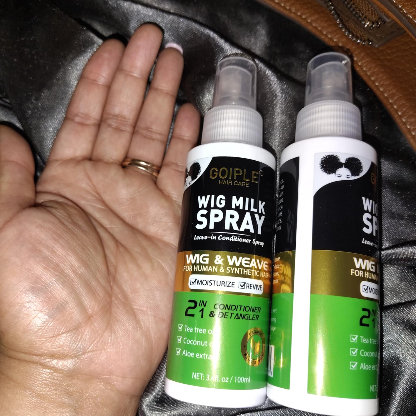 Goiple 2PCS Wig Milk Spray for Synthetic Hair, Leave-In Conditioner Wig Detangler Spray for Human Wigs, Conditioner & Detangler 2 in 1 Moisturizer, Hydrates & Replenishes Synthetic Hair Wigs Easy Combing