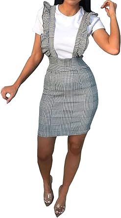 ladies check pinafore dress