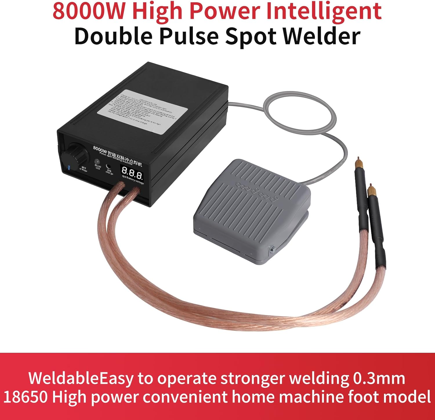8000 watt Intelligent Double Pulse Spot Welder for 18650 Batteries