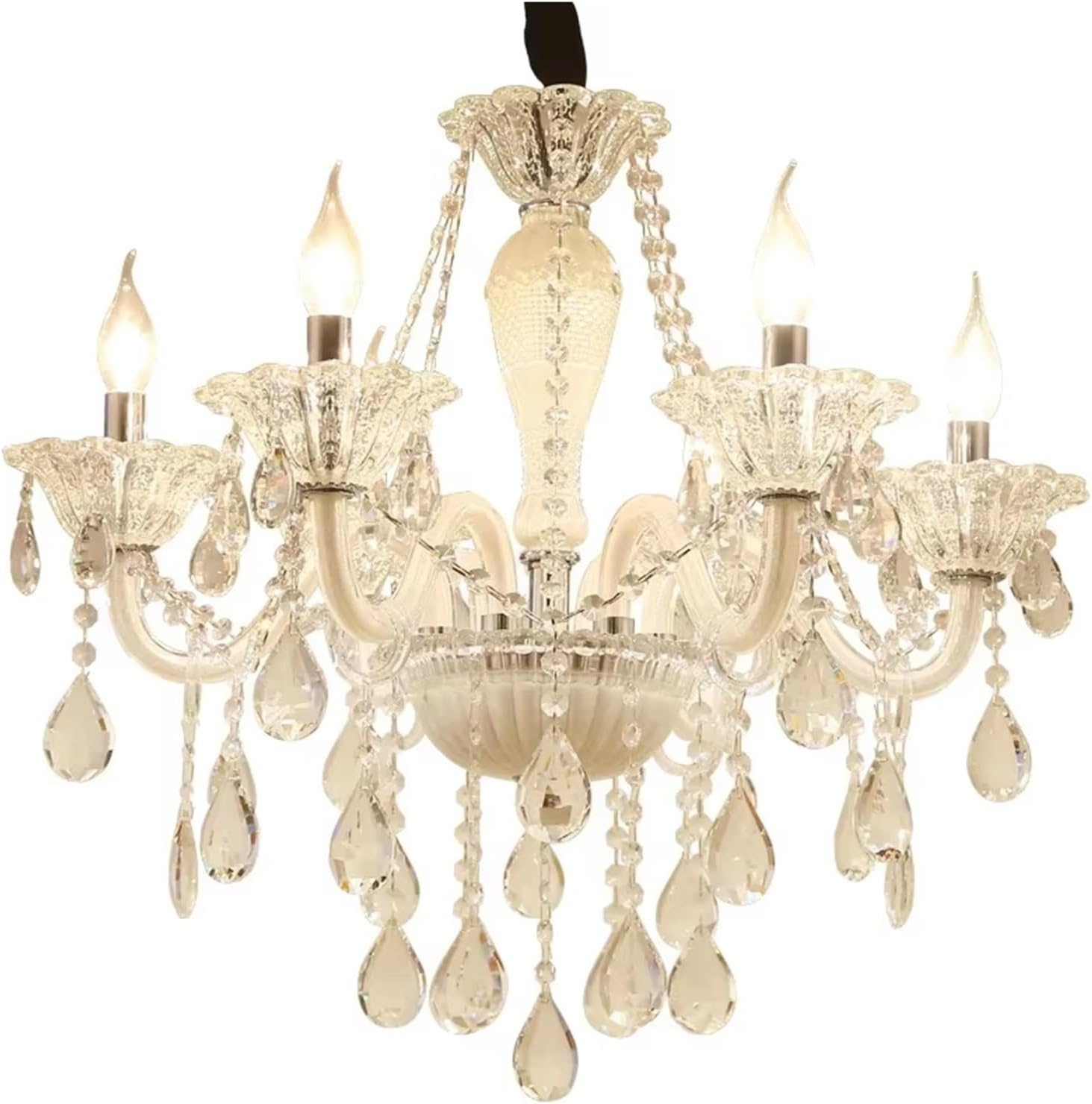 European Crystal Pendent Lamp White Candle Lamp Luxury Art Living Room Restaurant BedroomVilla Hotel,Modern