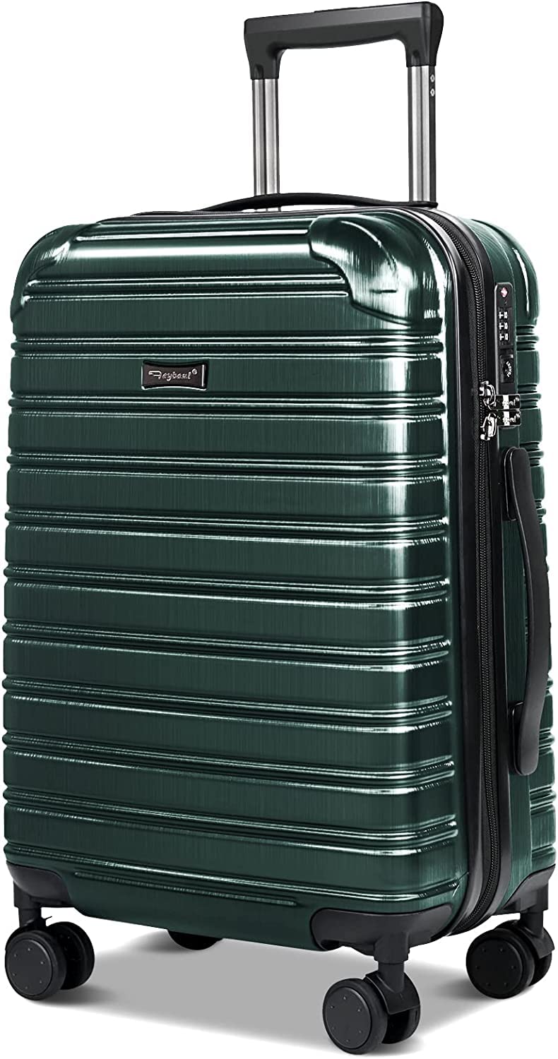 Hard Case Luggage 2 Piece Sets Carry On Luggage Lightweight With Spinner Wheels Rolling Suitcase 22x14x9 Airline Approved PC+ABS With TSA Lock Hardshell Travel Hardside, Green, 24 Inch,
