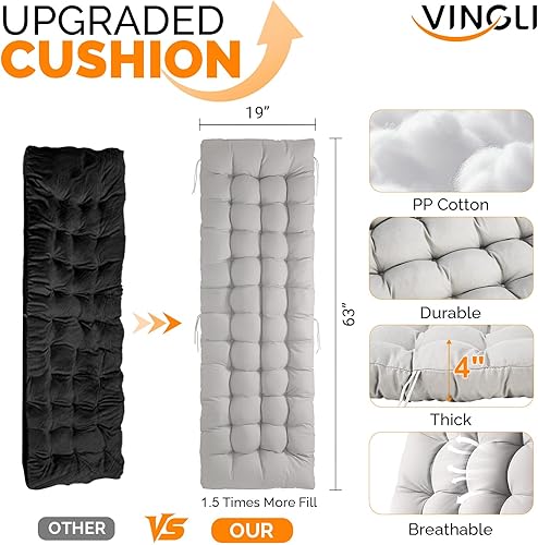 Miniatura 3 de VINGLI Silla acolchada de gravedad cero, silla de descanso con cojín y bandeja extraíbles, sillas reclinables plegables para patio, silla reclinable