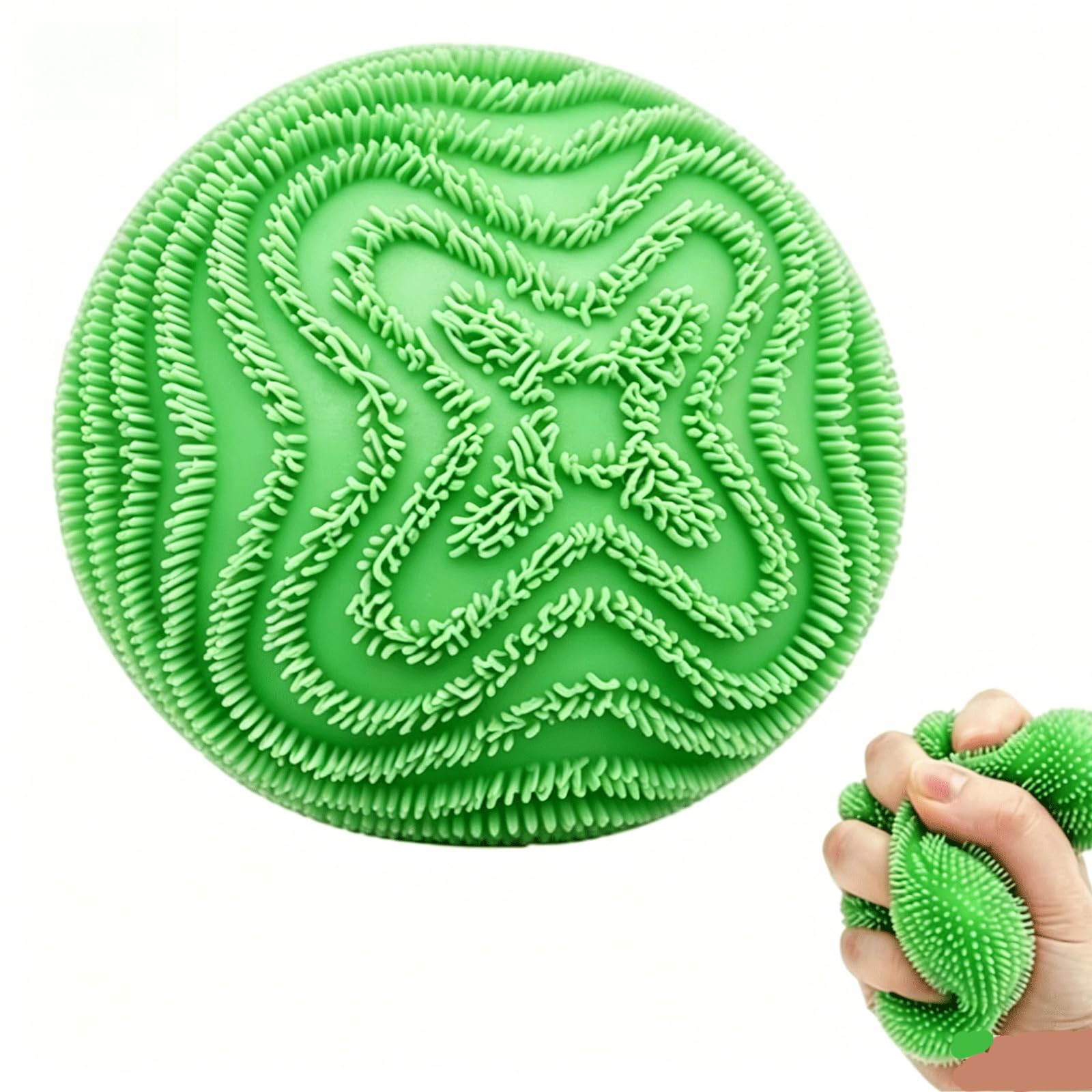 Fuzz Ball, Squishy Stress Ball for Office and Classroom Focus, Hand Exercise Tools for Mood Management and Relaxation, Green Squishy Fuzz Ball for Adults