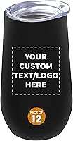 Vista 10 de Copas de vino personalizadas de acero inoxidable sin tallo con tapas, 9 onzas, juego de 6, paquete personalizado a granel, perfectas para vino