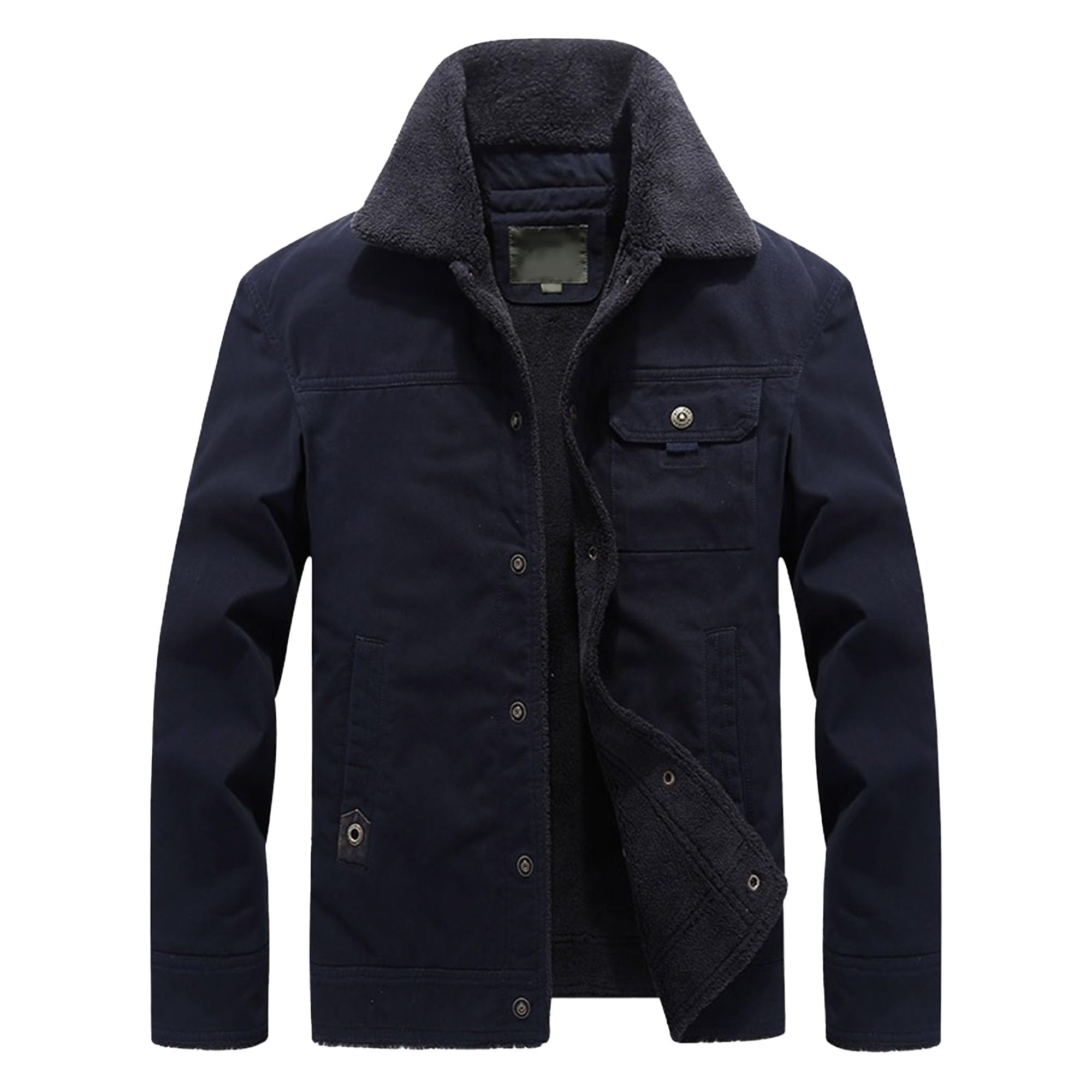 Chaqueta militar de camionero para hombre con forro polar para invierno en color verde oliva 8