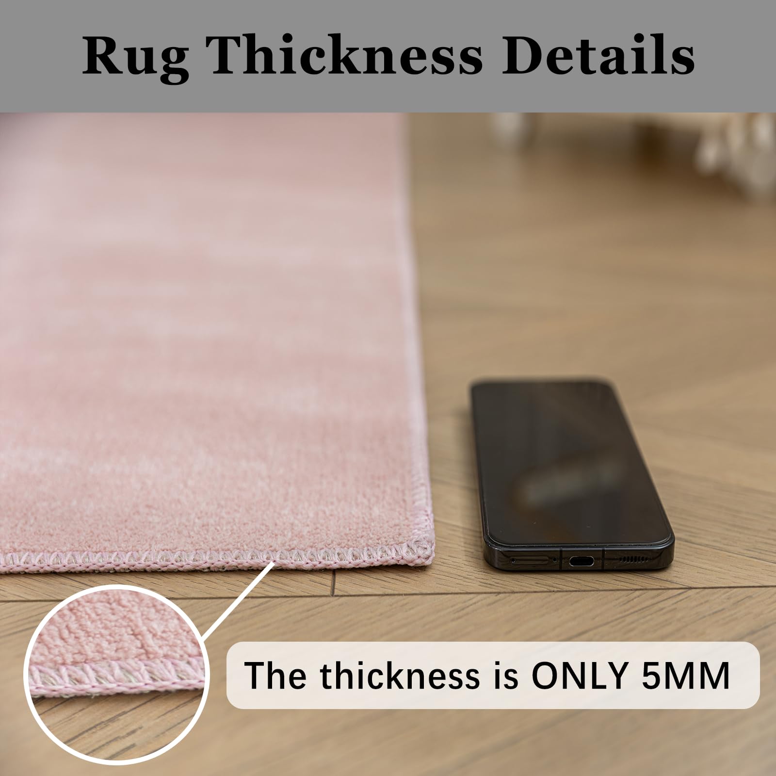 Tapis à poils courts - 80 x 120 cm - Rose - Lavable en machine - Antidérapant - Pour salon, chambre à coucher - Petit et antidérapant - Pour chambre d'enfant