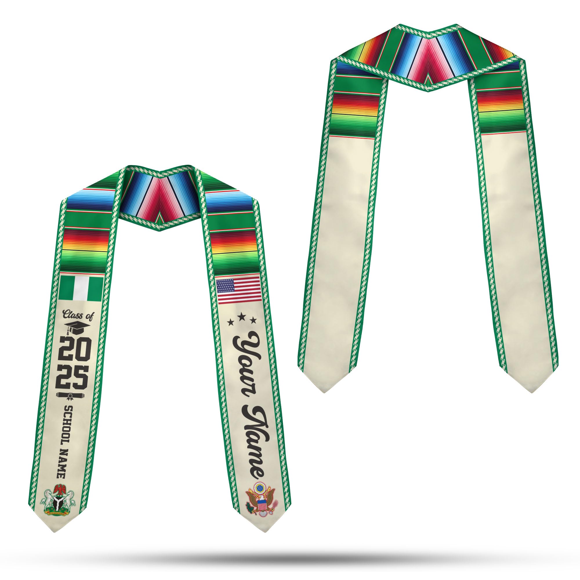 MonkeyVan Nigerians Graduation Sash Custom Nigerians American Flag Graduation Sash 2025 Nigeria Graduation Stole Class of 2025 Ng11