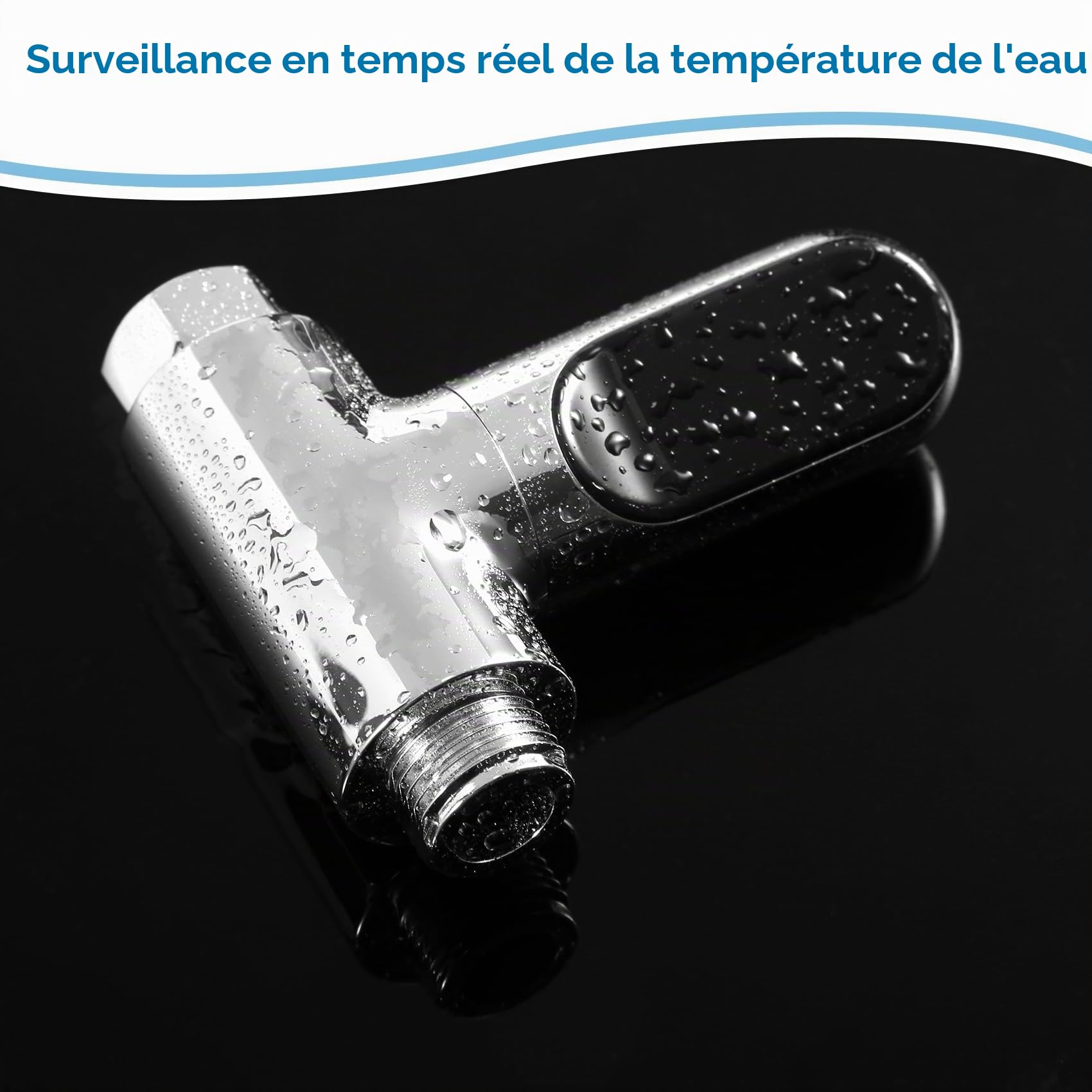 Thermomètre de bain pour - Affichage LED - Débit d' - Thermomètre de douche auto-générateur - Pour le soin de