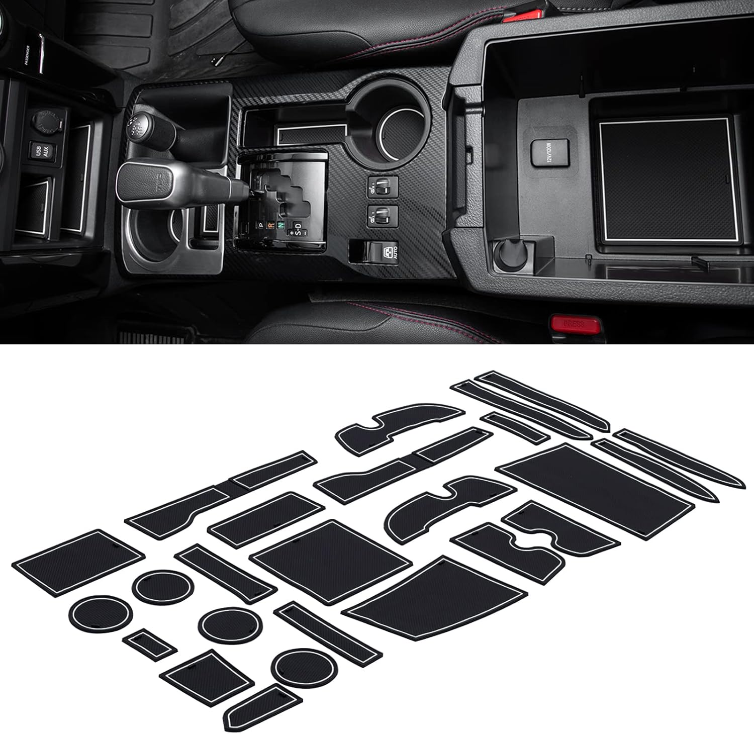 JDMCAR Liner Accessories (White Trim) and Front Center Grille Insert Cover Trim Compatible with 2023 2022 2021 2020 Toyota 4Runner