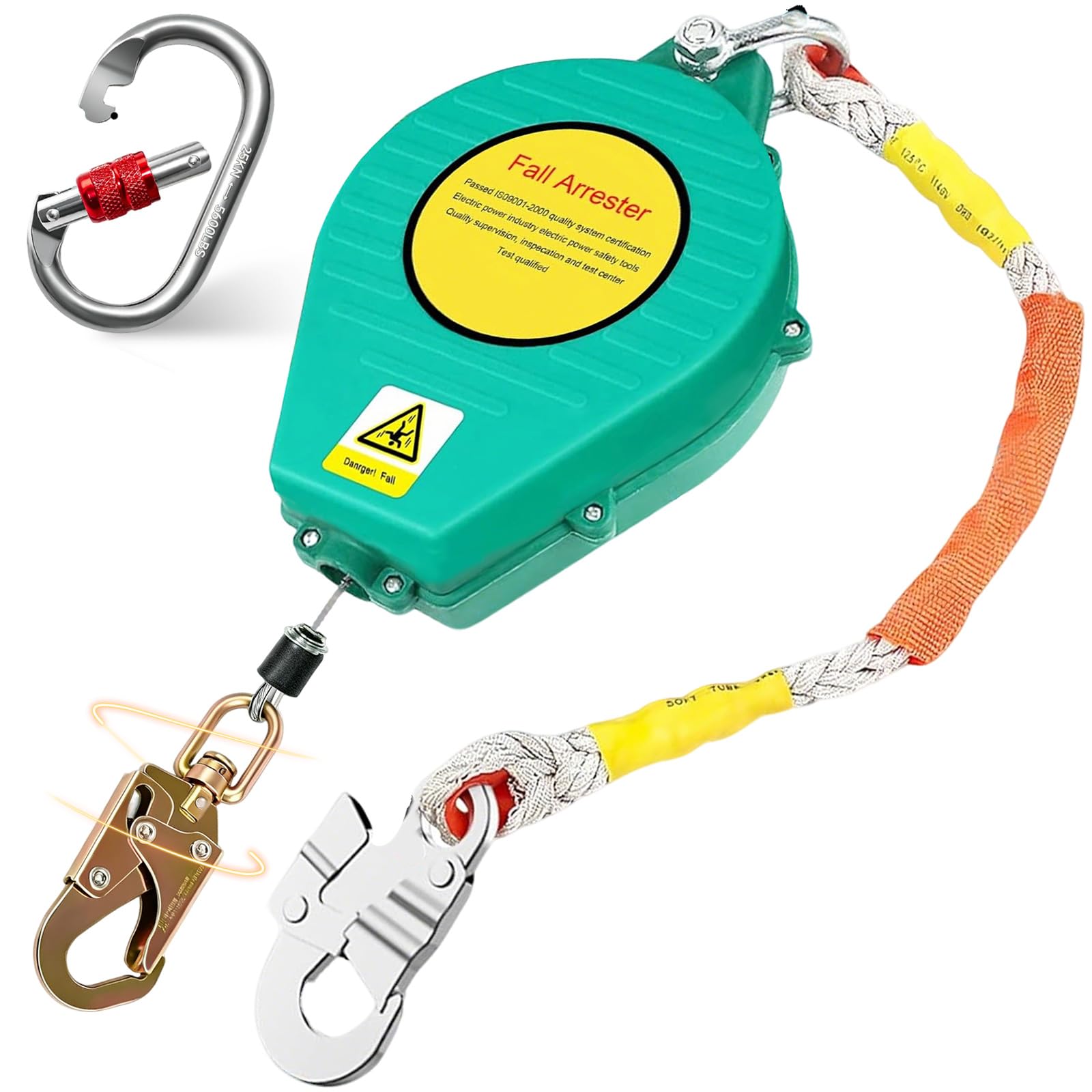 Dispositivo Anticaduta Retrattile Certificato Tetto 10m, 150kg (Verde)