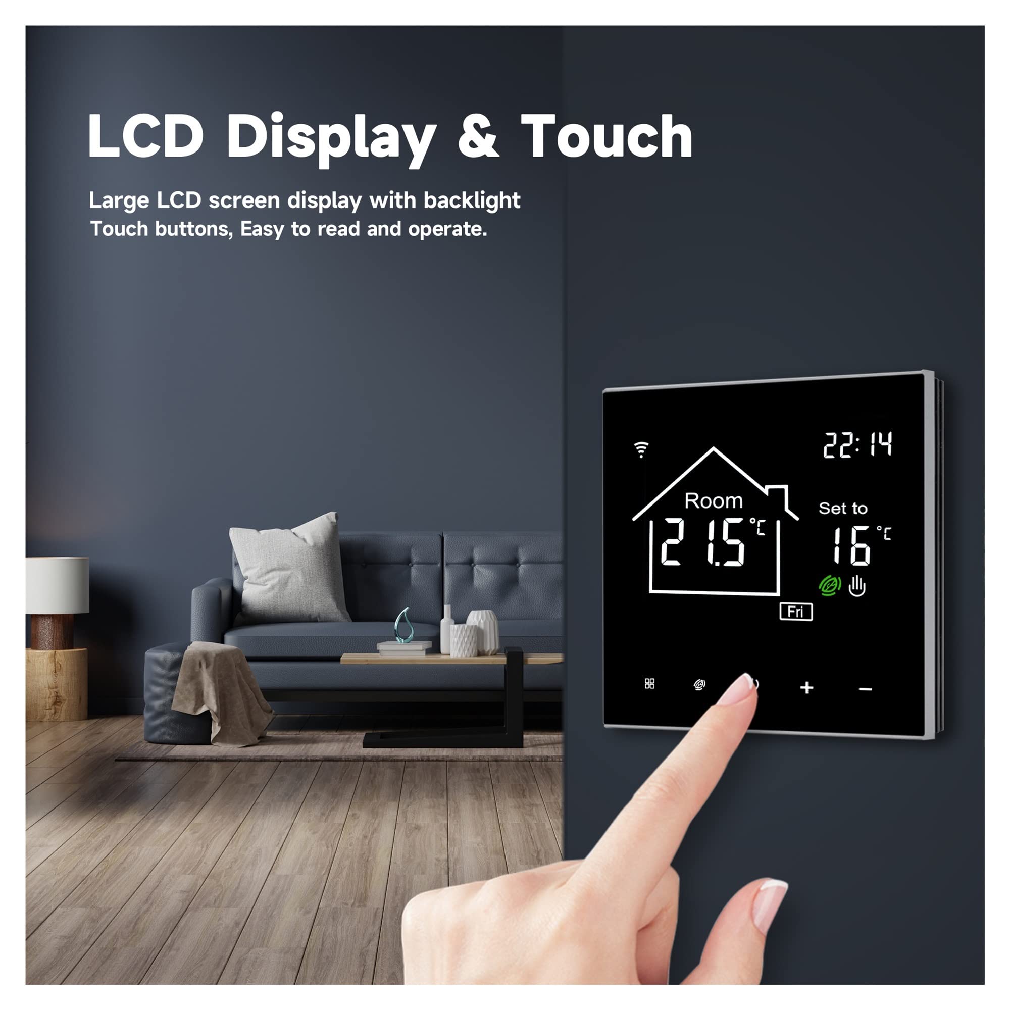 Cyfrowy higrometr termometr wewnętrzny Tuya Wifi Smart Thermostat LCD Wyświetlanie ekranu dotykowego do elektrycznego podłogi podłogowej Woda/gazem Kotłak Temperatura zdalny sterownik bezprzewodowy Z