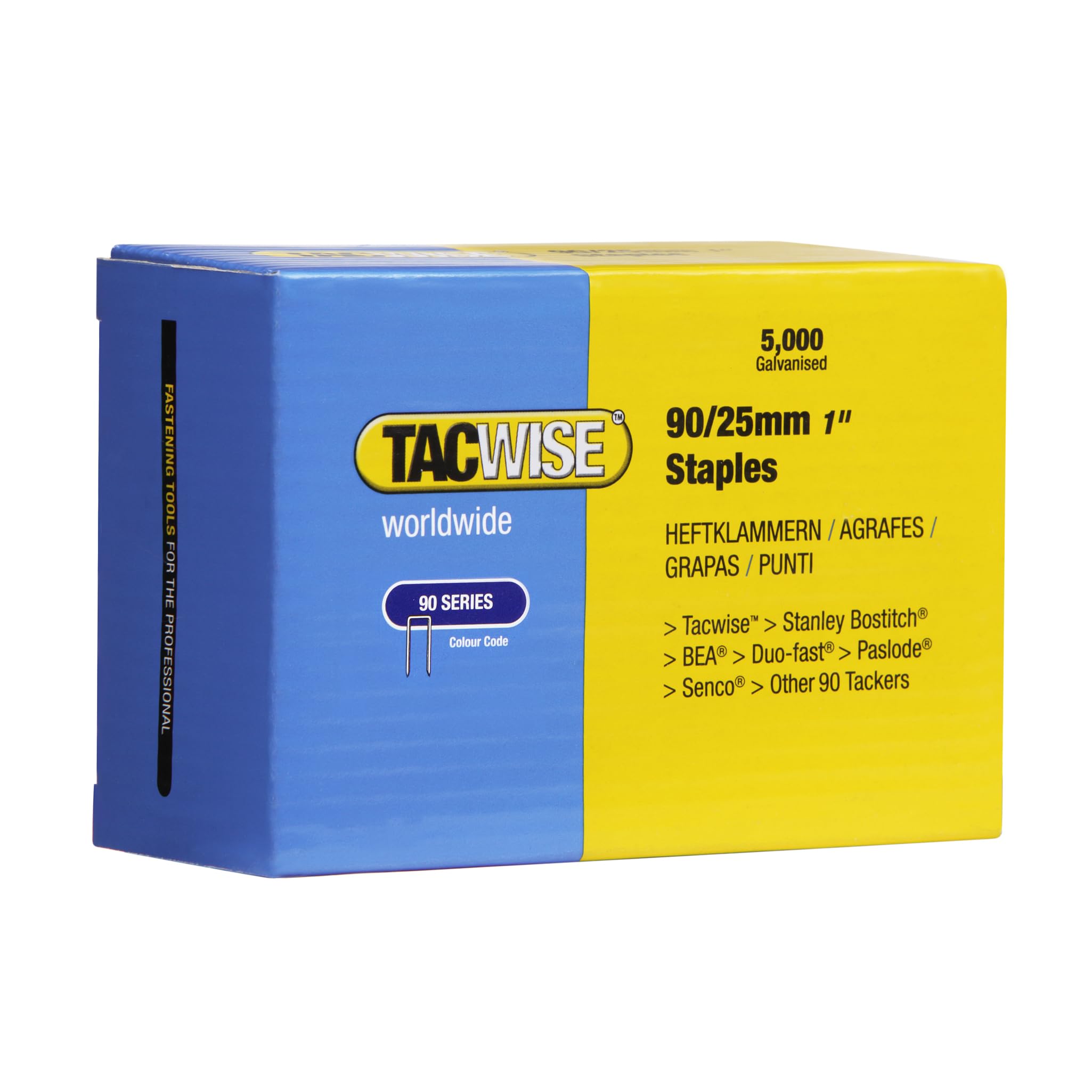 Tacwise 0308 Punti a Corona Stretta Galvanizzati Tipo 90/25 mm, Confezione da 5000