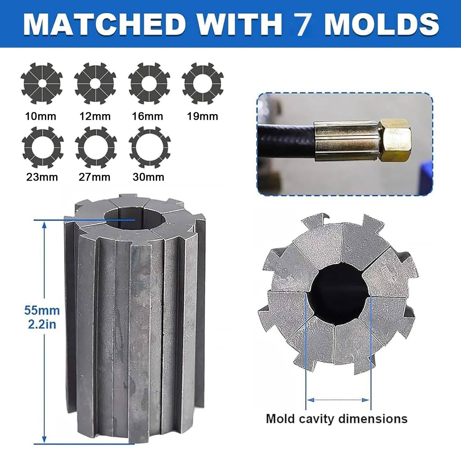 Tragbare Schlauchpresse, Handgehaltene Hydraulische Schlauchpresse, Hochdruck-Hydraulikschlauchpresse, Manuell Betriebene Hydraulische Crimpmaschine mit 7 Sätzen von Matrizen
