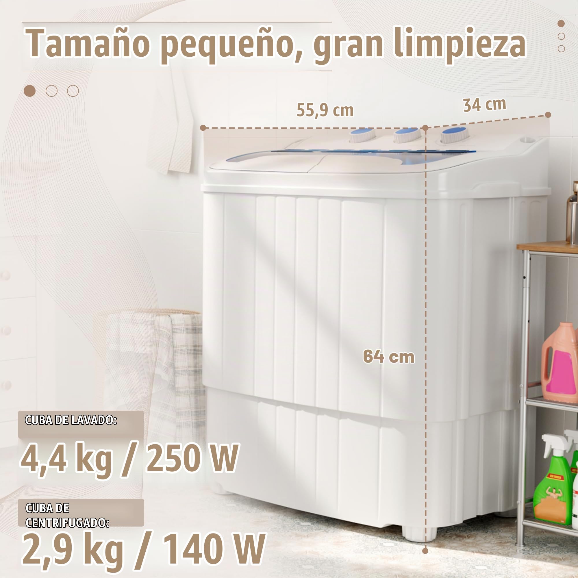 Greenvelly - Lavadora portátil de 16 libras, lavadora y secadora compacta, lavadora semiautomática de doble tina para dormitorios, apartamentos, caravanas (azul)