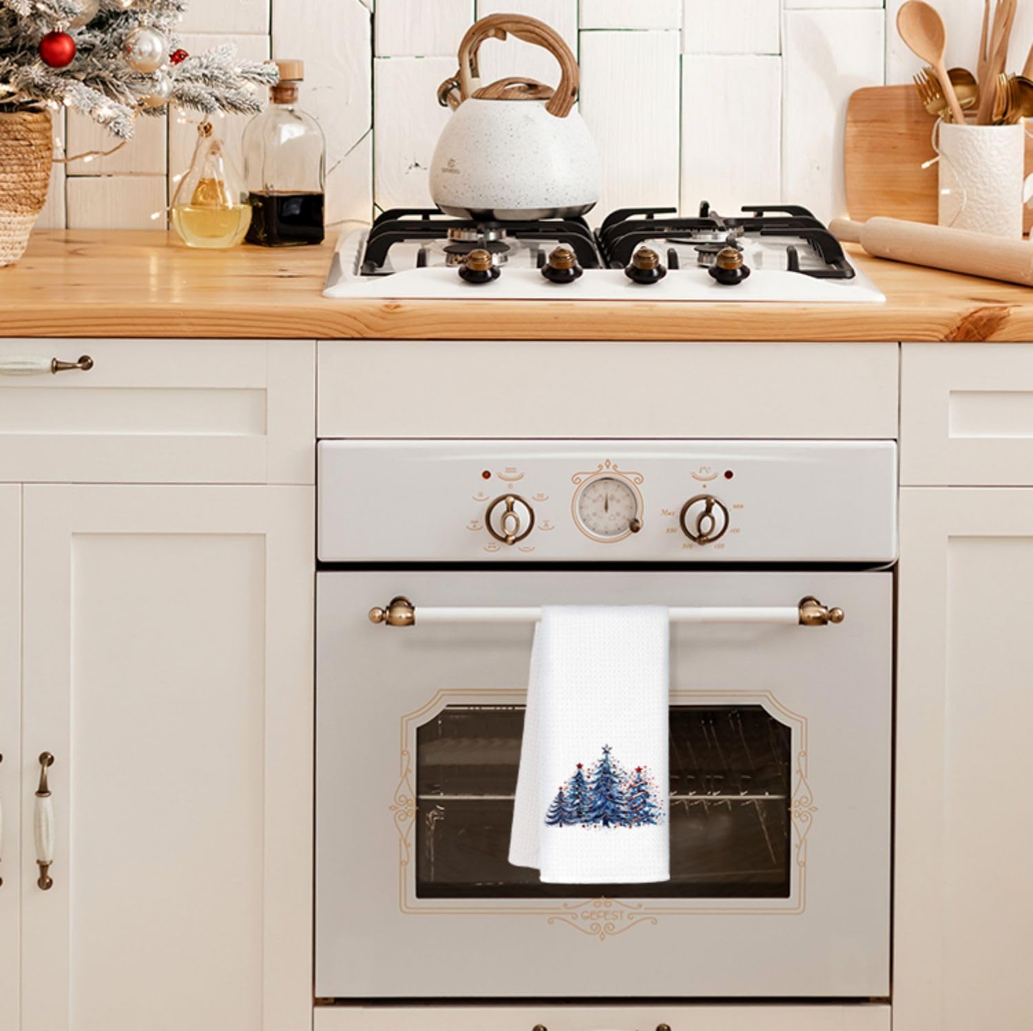 Christmas Tree Kitchen Towels, Navy Blue Christmas Trees Decorative Hand Towels for Bathroom, Christmas Dish Towels for Kitchen, Navy Blue Christmas Decor for Kitchen Bathroom, 16x24 Inch - Image 3