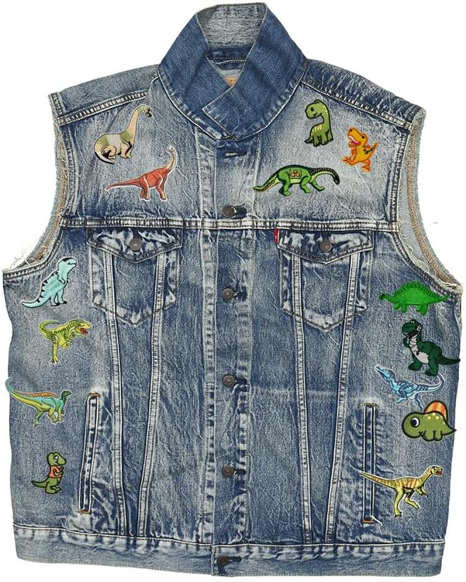 30 PCS Dinosaur Patches Funny Dinosaur Iron on Sew on Applique Embroidered Stickers for Backpacks,Hat,DIY Decoration,Bags,Jackets,Vests,Coat,Uniforms,Pants,Clothes,Jeans,Dress