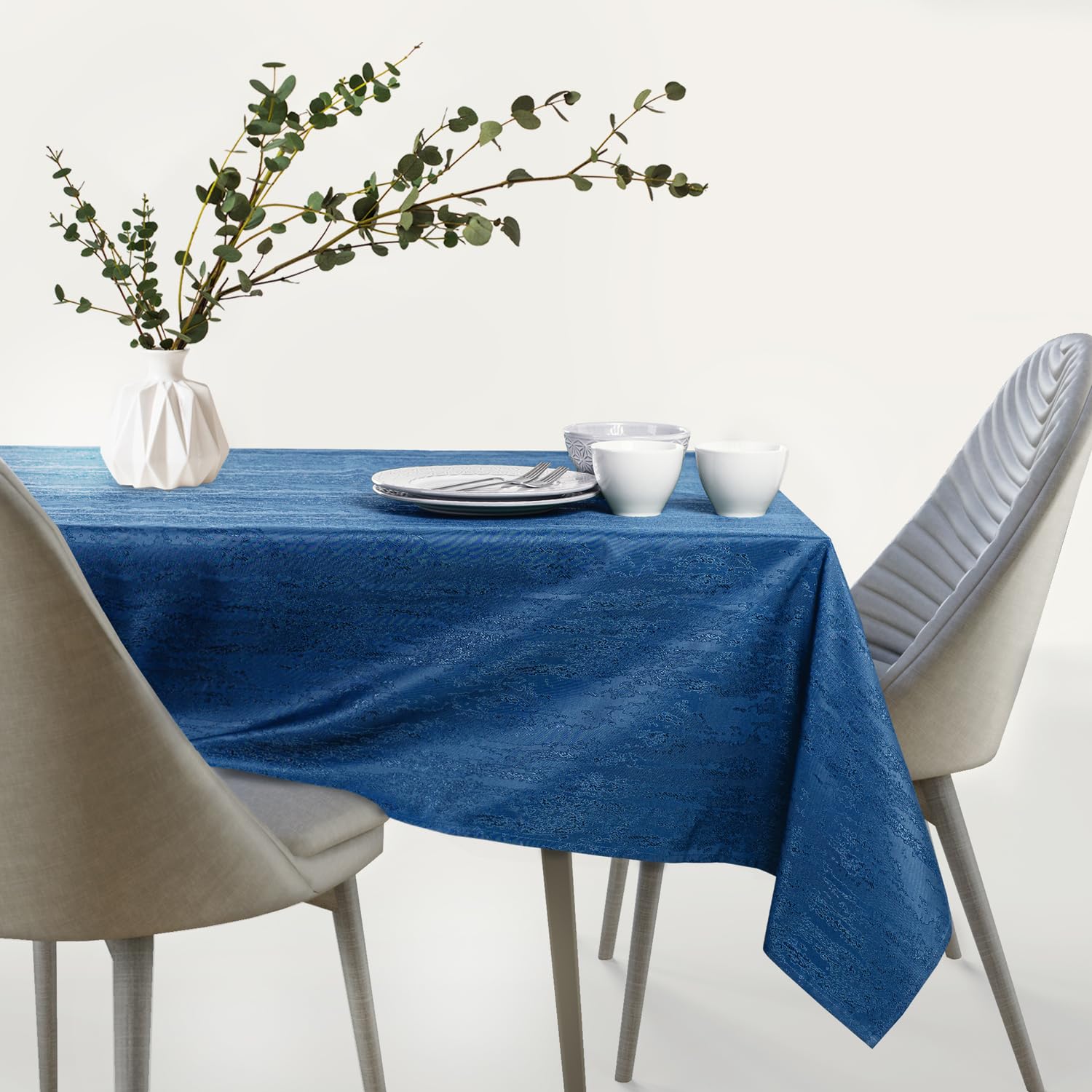 AmeliaHome 100 x 100 cm Tablecloth Table Cloth Stain Protection Lotus Effect Washable Water-Repellent Ornament Dark Blue Vesta - Image 4