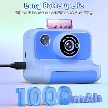Kids Camera Instant Print, Kids Digital Video Cameras with 3 Rolls of Printer Paper for Toddler, Birthday Gifts Toy for 3 4 5 6 7 8 9 10 Year Old Girls Boys, Pink & Blue