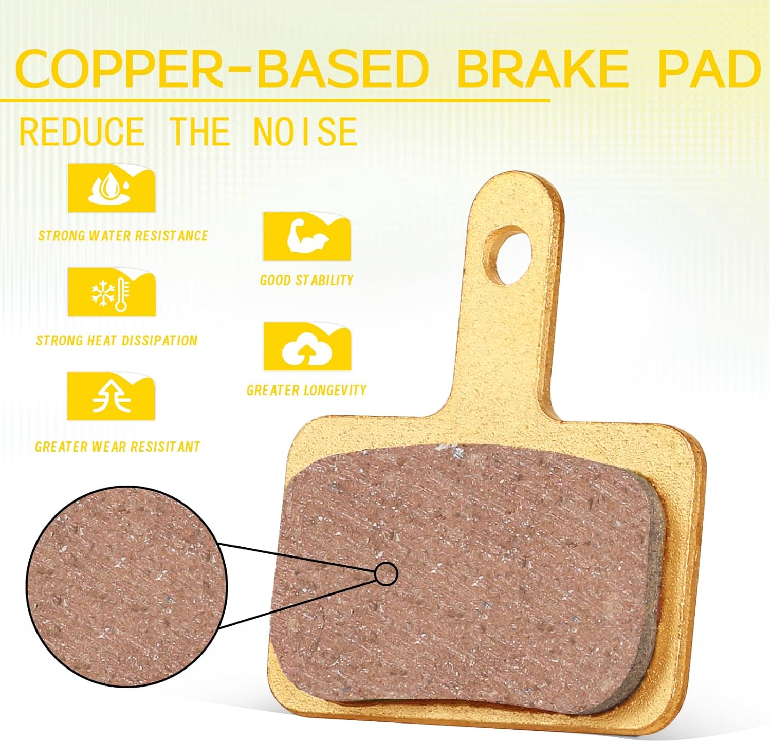 BUCKLOS 2 Pairs Copper Based Bike Brake Pads for TRP Tektro Shimano Deore Br-M575 M525 M515 T615 T675 M505 M495 and IIIPRO Bike Centerlock Disc Brake Rotor 160mm