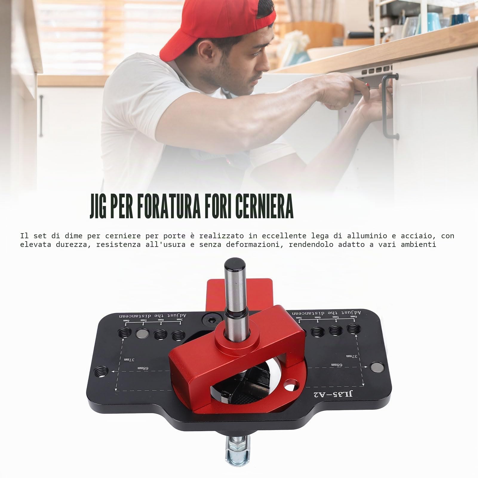 Nastro per trapano, modello 35 mm, cerniera a vaso, per la lavorazione del legno di porte e armadi