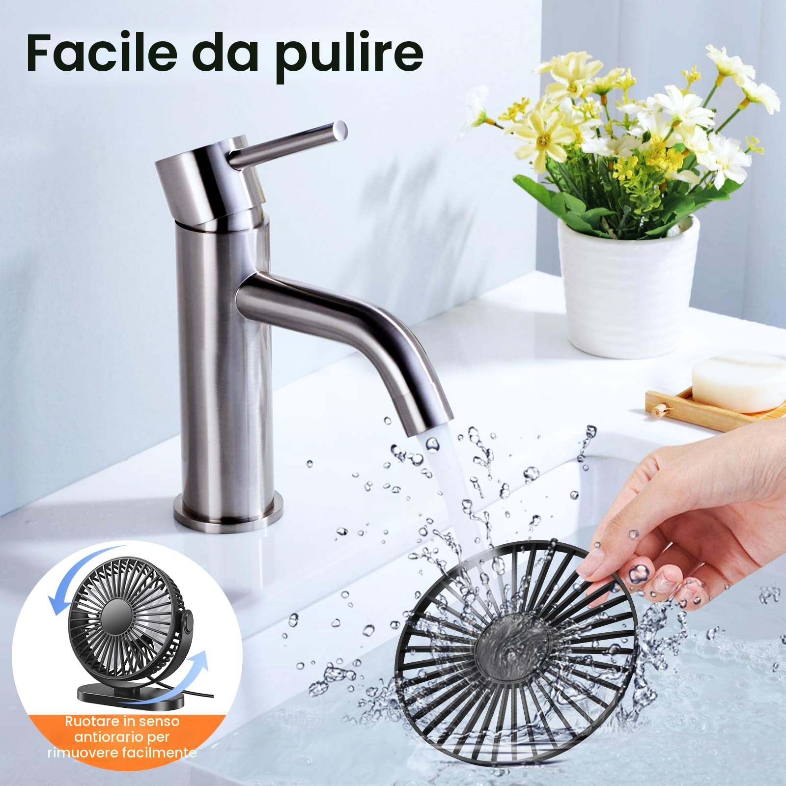 Ventilatore da Tavolo, 3 Velocità Ventilatore da Scrivania USB A con Gancio, 2.5W 360°Girevole Ventilatore Silenzioso, Mini Ventilatore Portatile per Ufficio, Cucina, Casa, Comodino, PC, Scrivania