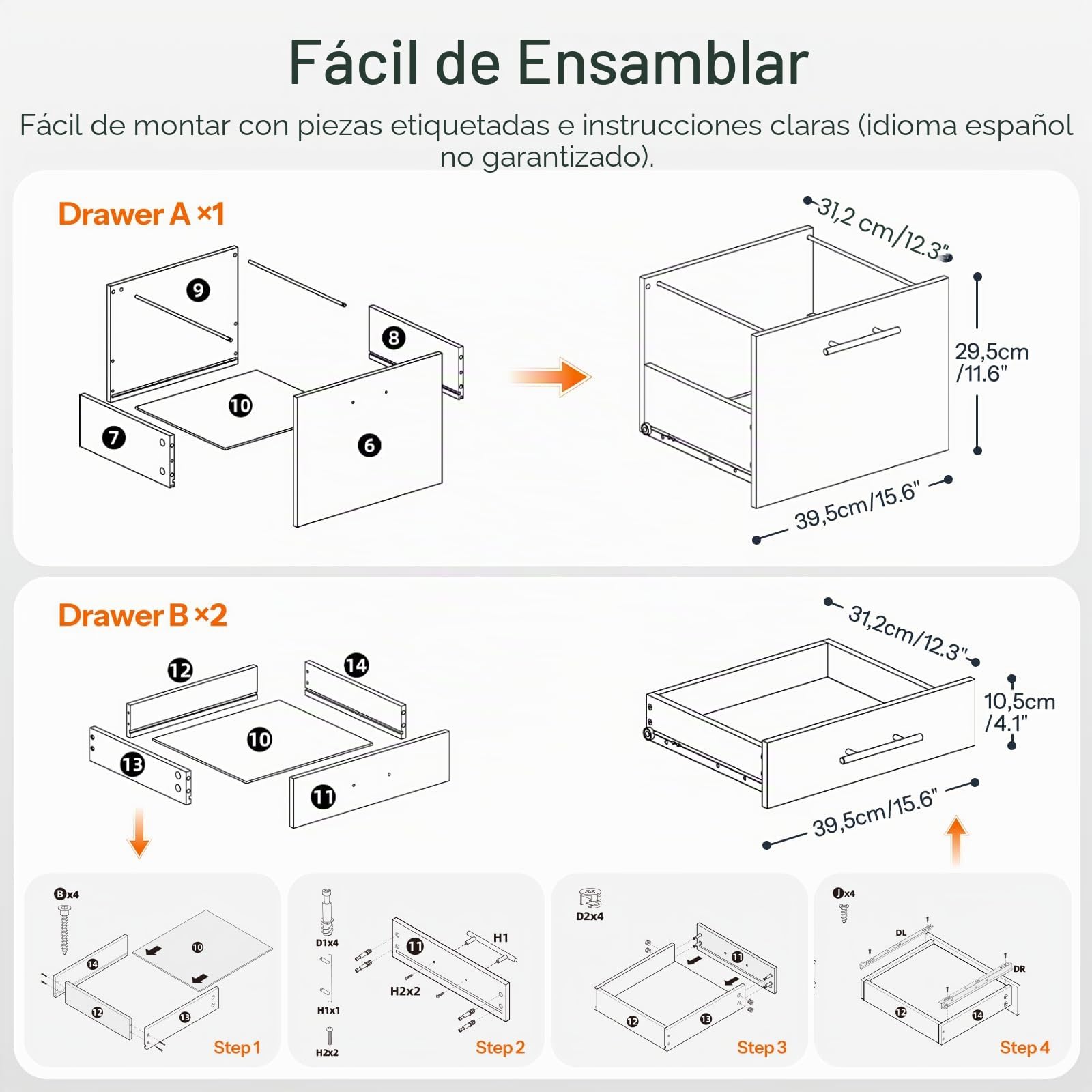 HOOBRO Mueble Archivador, Armario Móvil para Oficina con 3 Cajones y Archivador Colgante, 40 x 40 x 57,5 cm, Diseño Industrial, Marrón Rústico EBF02WJ01G1