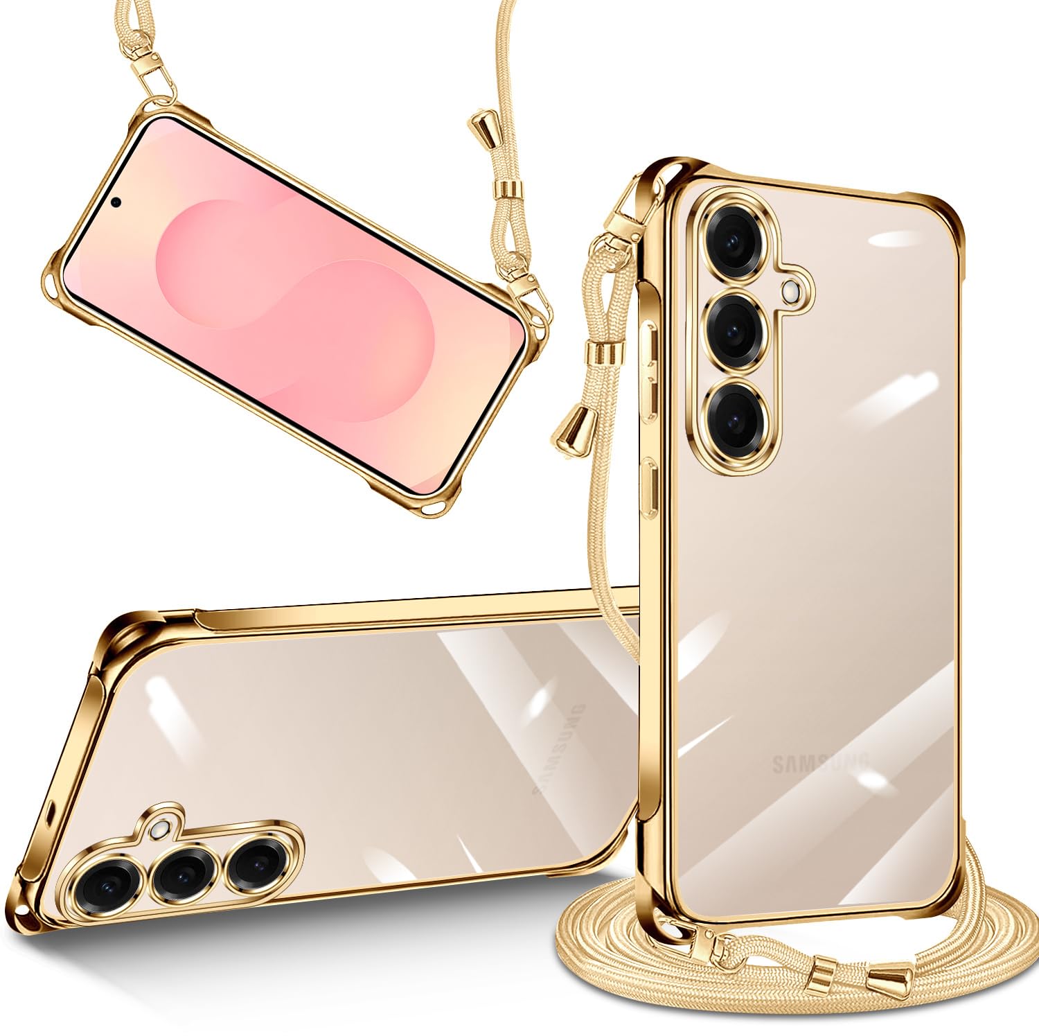 tuulaasii For Galaxy S25 用 ケース クリア ショルダー ギャラクシーs25 SC-51F/SCG31 肩掛け 縄掛け TPU