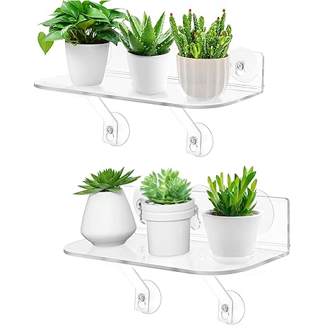 2 Pack Window Shelf for Plants, 12 Inch Load-Bearing Acrylic Window Sill Extender