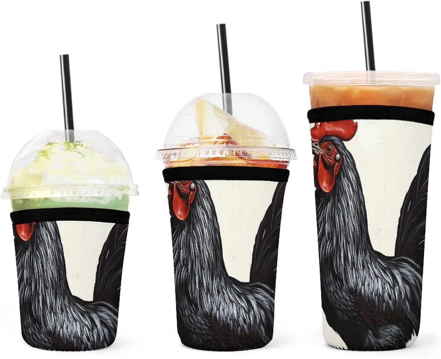 3 Pack Neoprene Cup Sleeves, Stretchy Reusable Drink Cup Cover Universal