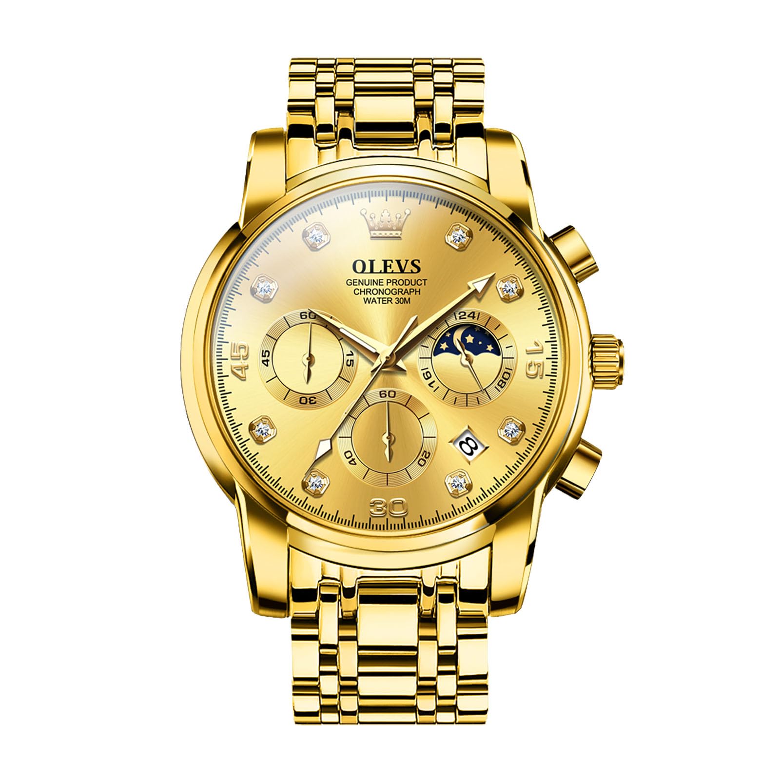 OLEVS Armbanduhr Herren Silber Edelstahlband Analoger Quarz
