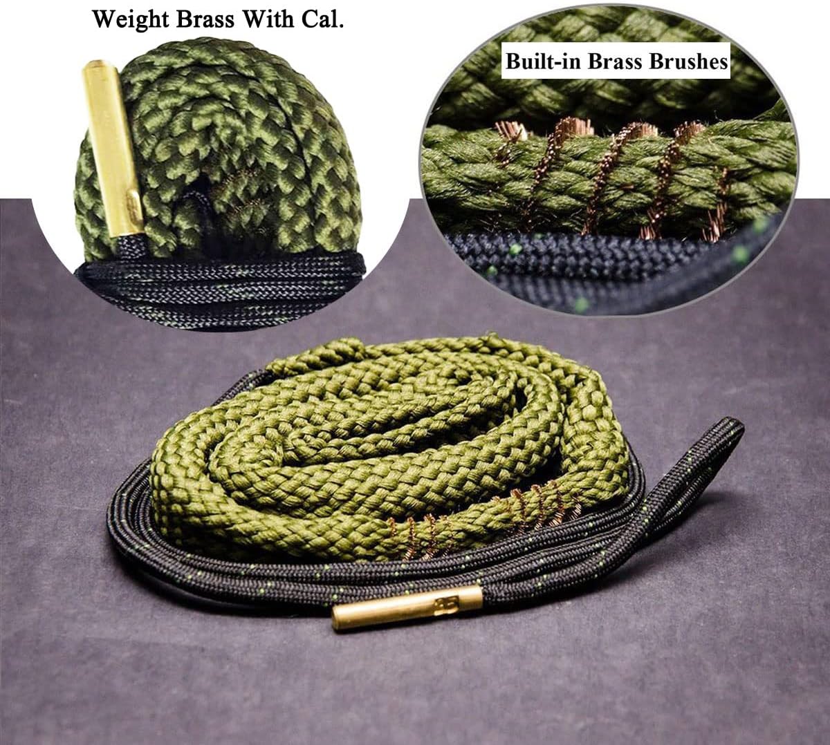 GUGULUZA Gun Snakes, 2 Pcs Rifle Cleaning Rope Gun Cleaner Brush for Various Caliber, Compact Gun Cleaning Supplies for Handgun, Shotgun