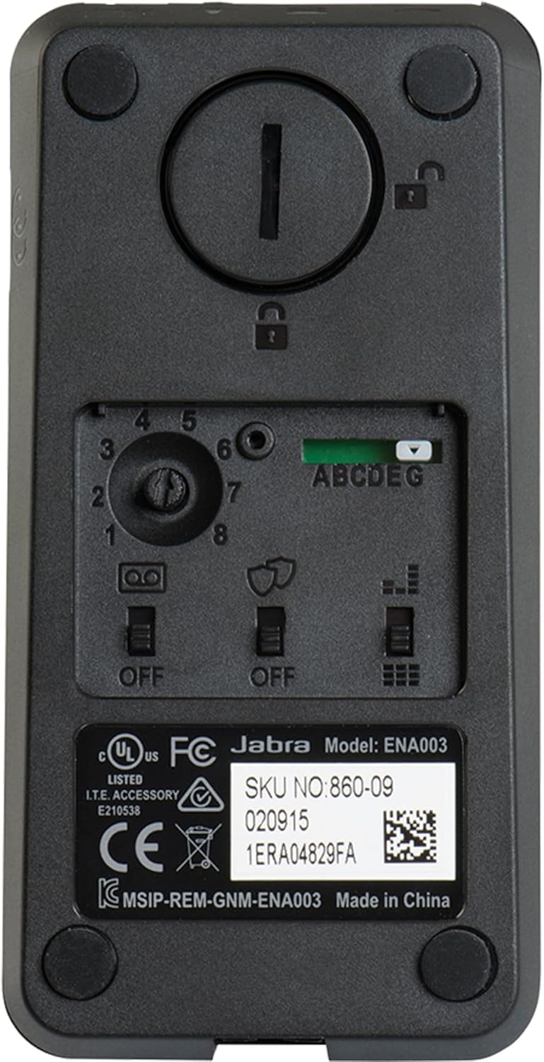 దిగువన view కాన్ఫిగరేషన్ స్విచ్‌లతో కూడిన జాబ్రా లింక్ 860 ఆడియో ప్రాసెసర్ యొక్క