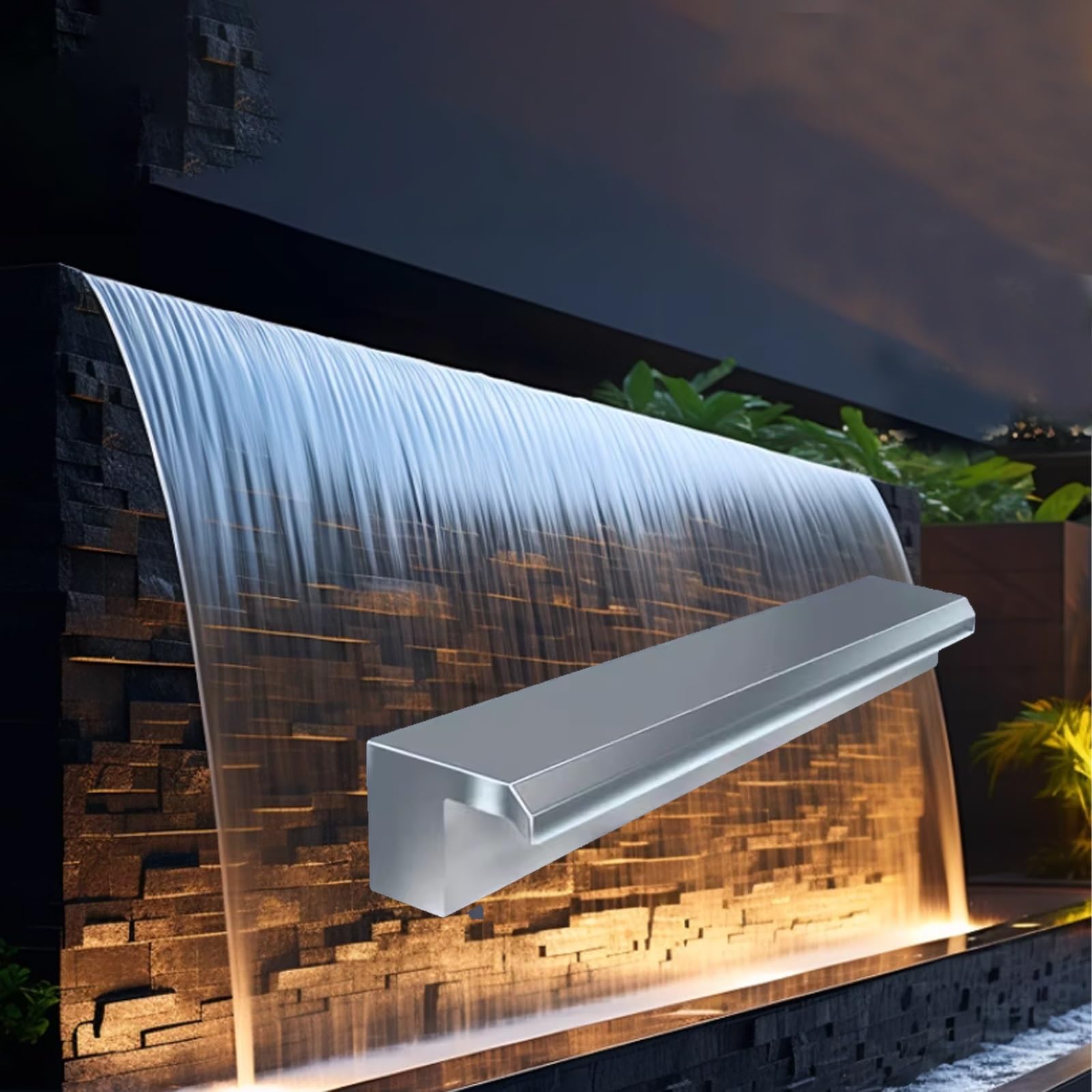 Cascata personalizzabile Spillway per stagni all'aperto e caratteristiche del giardino, kit fontana fai da te con raccordi
