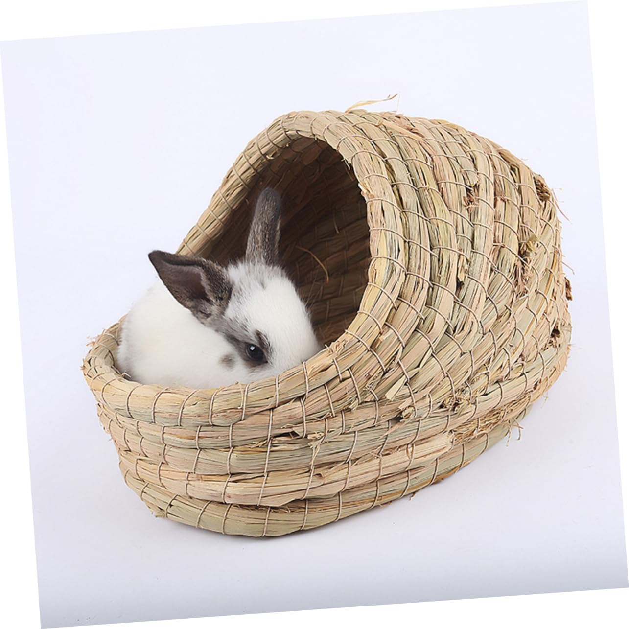 Gewebtes Hühnerschlafnest aus Stroh Gemütliches und Sicheres Kaninchen und Meerschweinchennest für Bauernhof und Garten Halboffenes Schlafhaus