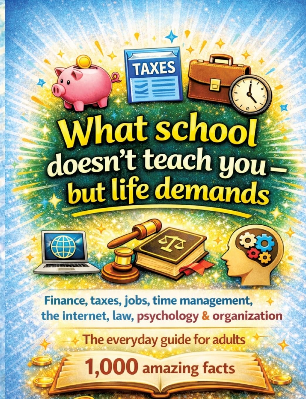 What school doesn't teach you - but life demands: Finance, taxes, jobs, time management, the internet, law, psychology & organisation The everyday guide for adults - 1,000 amazing facts