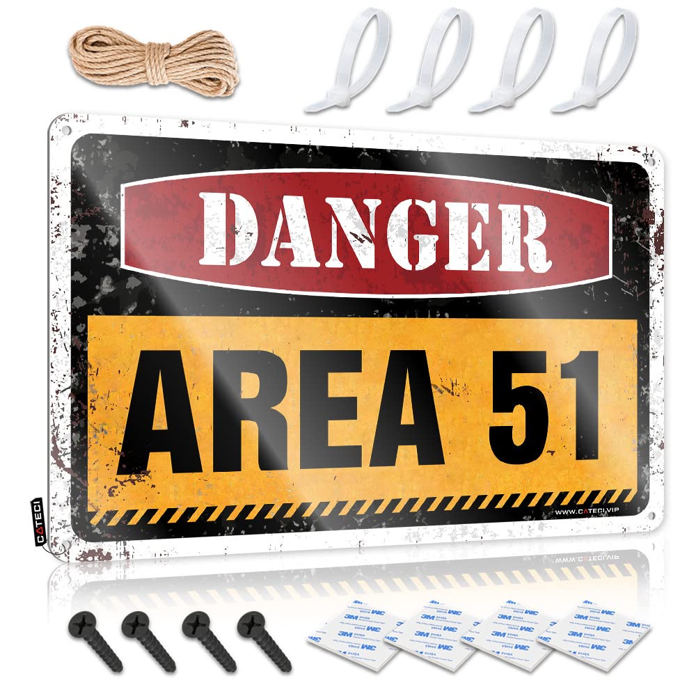 Funny Sarcastic Signs Warning Area 51 No Trespassing Sign Personalized Bar Signs Funny Bar Decor(20X30CM)