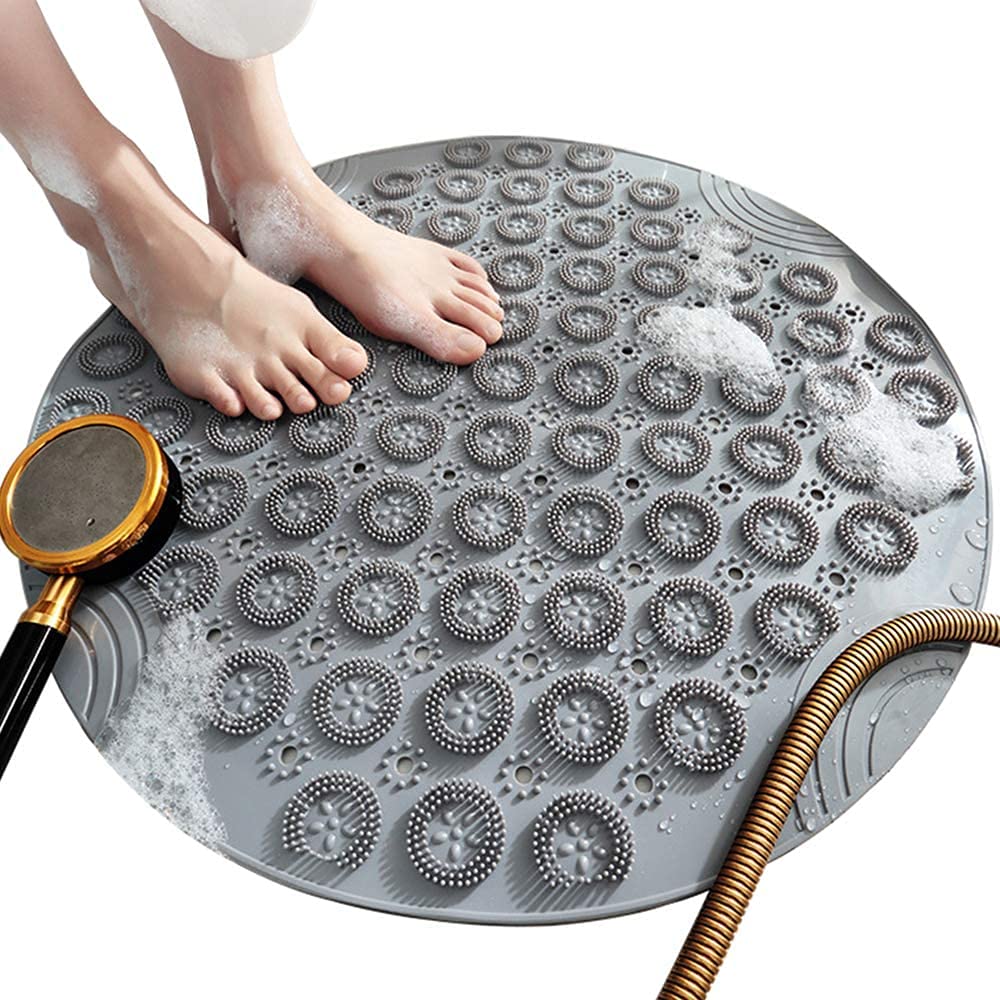 Portible Non-Slip Bath Mat | Bathroom Shower Mat | Silicone Dead Skin Brush | Bathroom Supplies Carpet [40 x 40 Cm] (Multi-Color, Pack of 1).