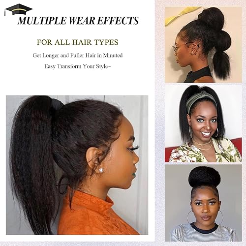 Miniatura 9 de LEOSA Extensión de cola de caballo con cordón, cola de caballo recta para mujer, extensiones de cabello sintético corto, cola de caballo con clip en