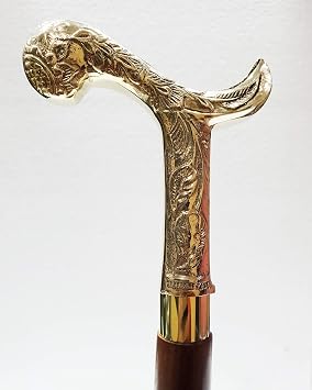 Antique Royal Victorian Silver Brass Wooden Walking Cane Stick Style Handmade