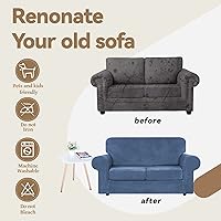 Vista 97 de WEERRW Fundas de terciopelo para sofá de 2 cojines, fundas de sofá de felpa de terciopelo de lujo de alta elasticidad, con parte inferior elástica