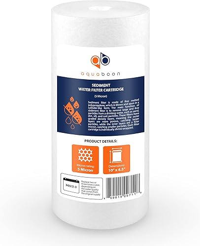 Miniatura 8 de Aquaboon Cartucho de filtro de sedimentos para toda la casa de 5 micrones, 10 x 4.5 pulgadas, repuesto de filtro de agua de pozo, compatible con