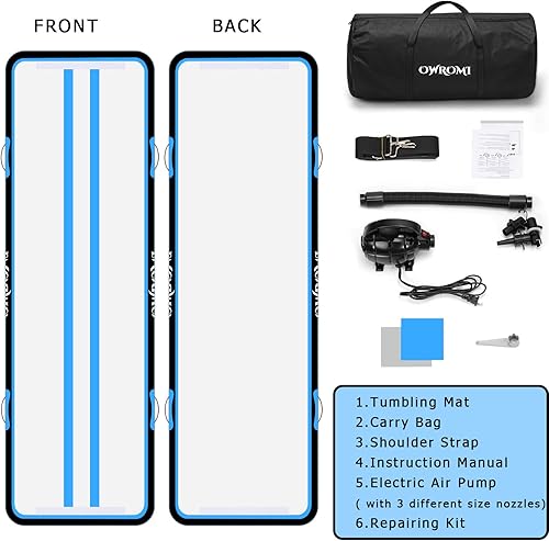 Miniatura 6 de OWROMI Colchonetas de gimnasia para niños, colchoneta inflable gruesa para gimnasia de 6.610131620 pies, con bomba eléctrica para el hogar, gimnasio