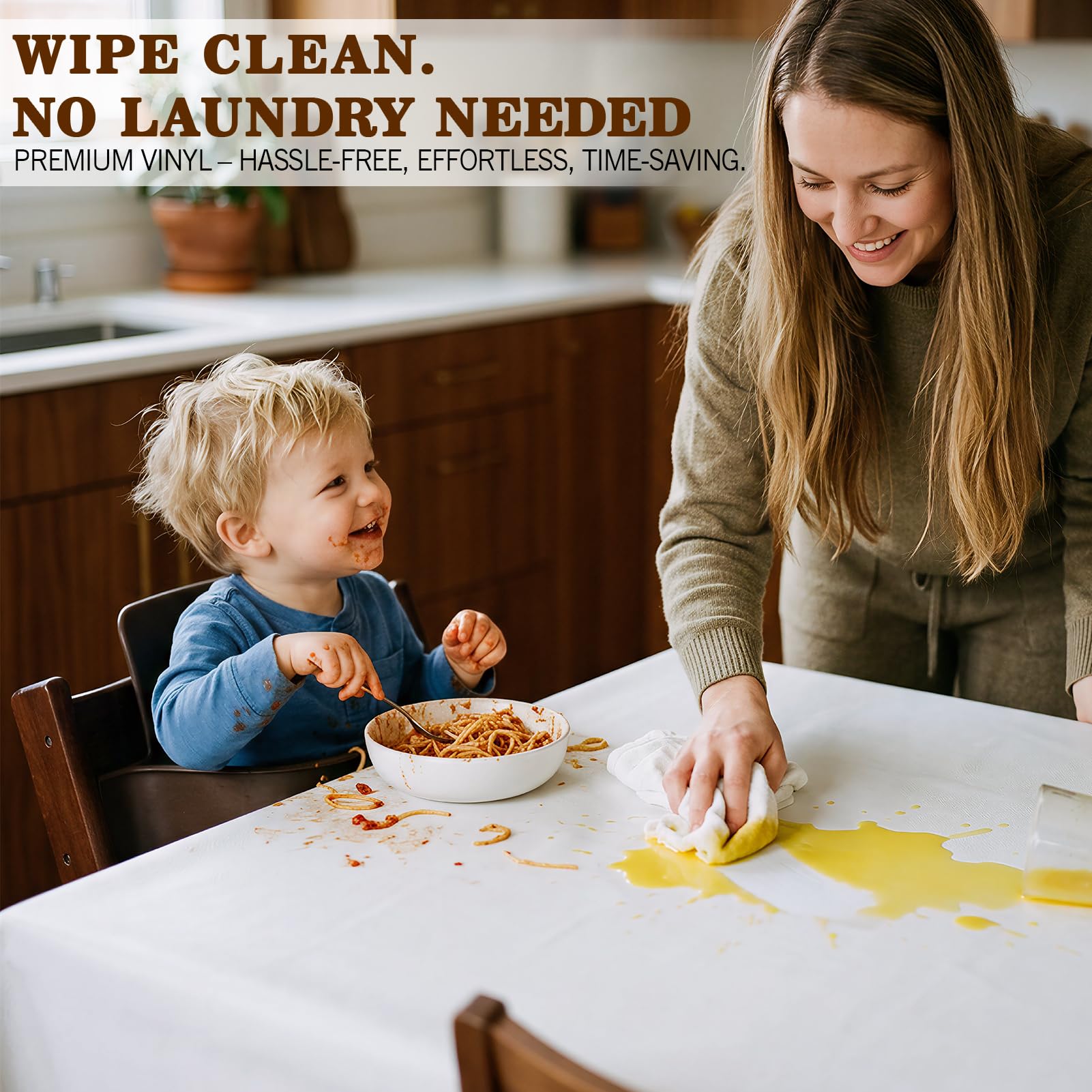 Vinyl Table Protector Pad for Dining Room, Heat Resistant&Scratch Proof Tablecloth with Flannel Backing, Easy to Clean & Trim, Waterproof Heavy Duty Table Cover, Reusable Pad 90" x 54" - 4