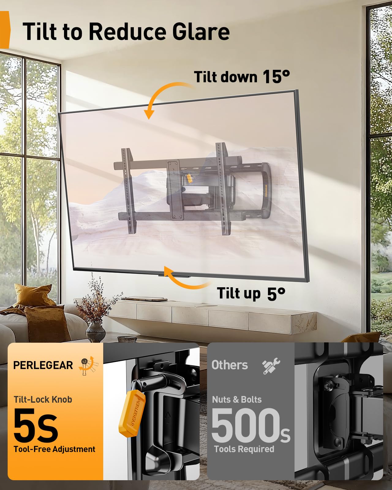 Perlegear Soporte de TV de movimiento completo