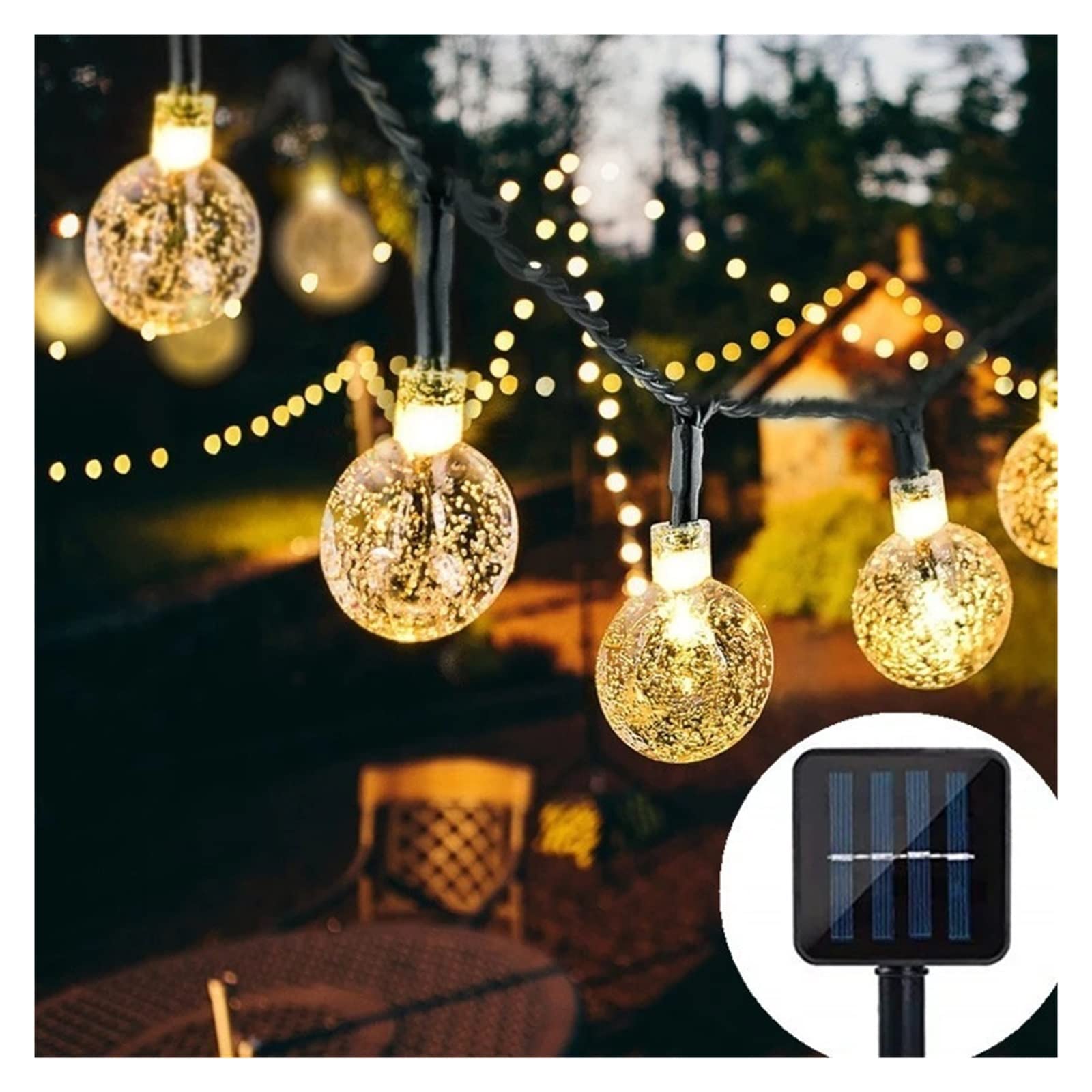 Lampy solarne do ogrodu zewnętrznego Światło słoneczne Kryształowa kula 5 M/7 M/12 M/łańcuchy świetlne LED Fairy Lights Girlandy na świąteczną dekorację na zewnątrz. Na patio, podwórko, ścieżkę (Col