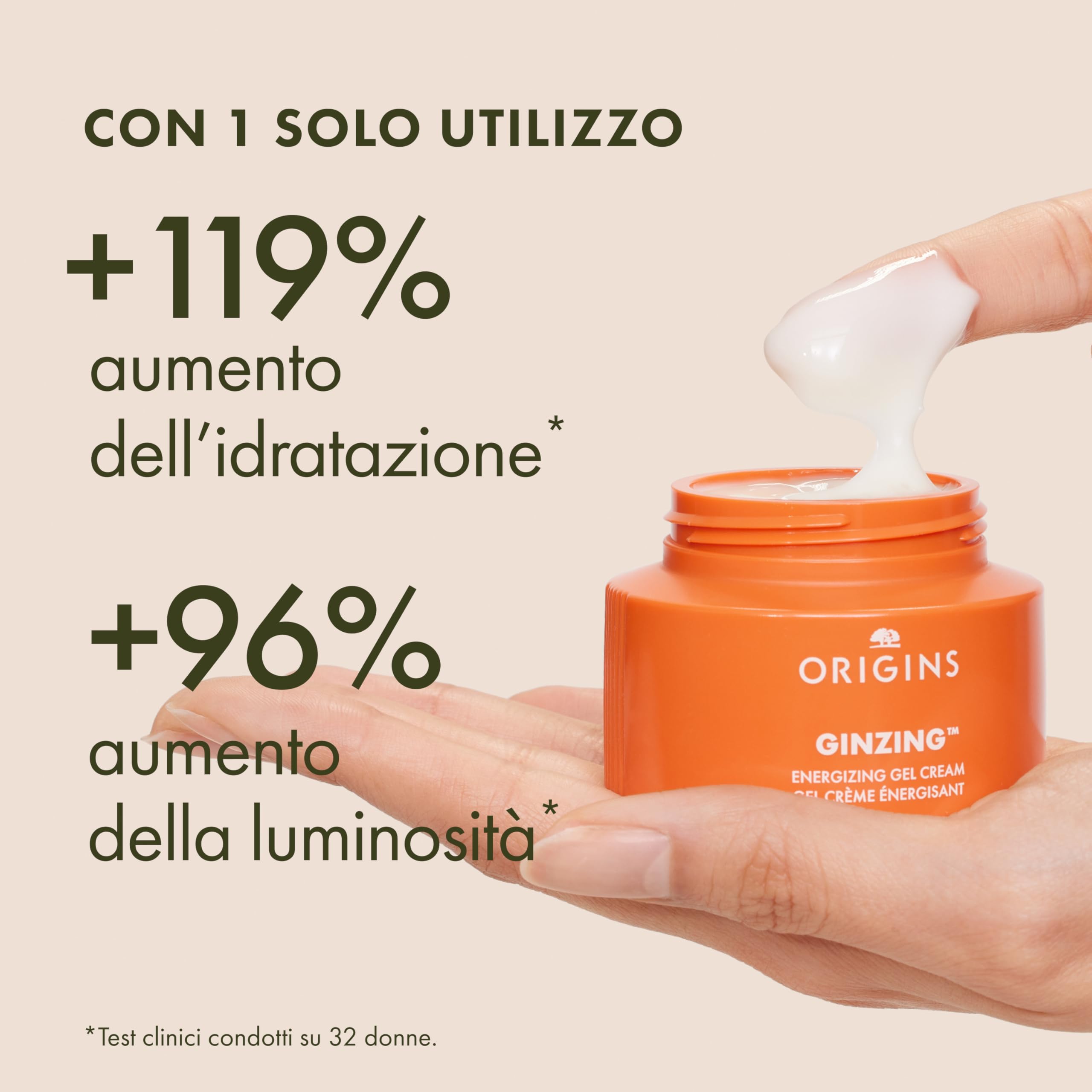 Origins GinZing Gel Crema Energizzante | Idratante viso ad azione illuminante | Con Vitamina C, Niacinamide, Ginseng e Caffeina