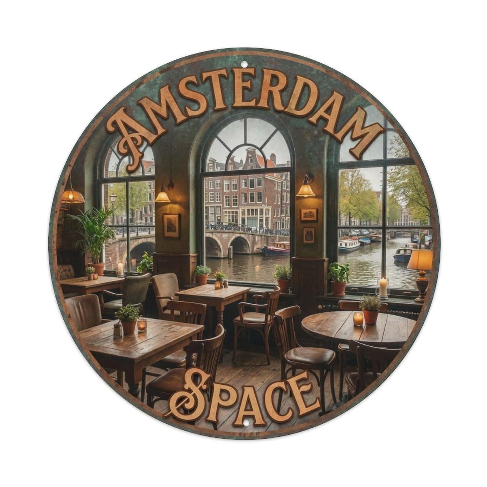 Vintage Travel Amsterdam Netherlands Room Metal Tin Sign