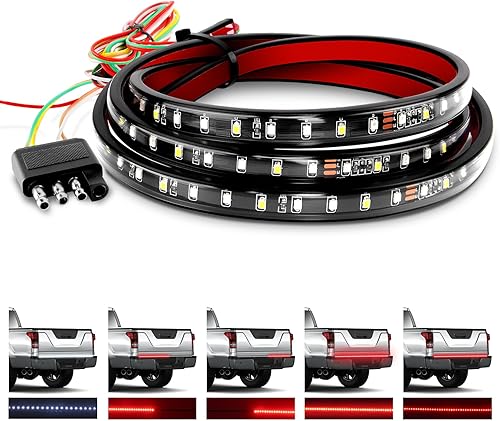 GOOACC Barra de luz trasera de camión de 60 pulgadas, 5 funciones, 108 LED, barra de luz trasera universal de una fila para camioneta con luz de