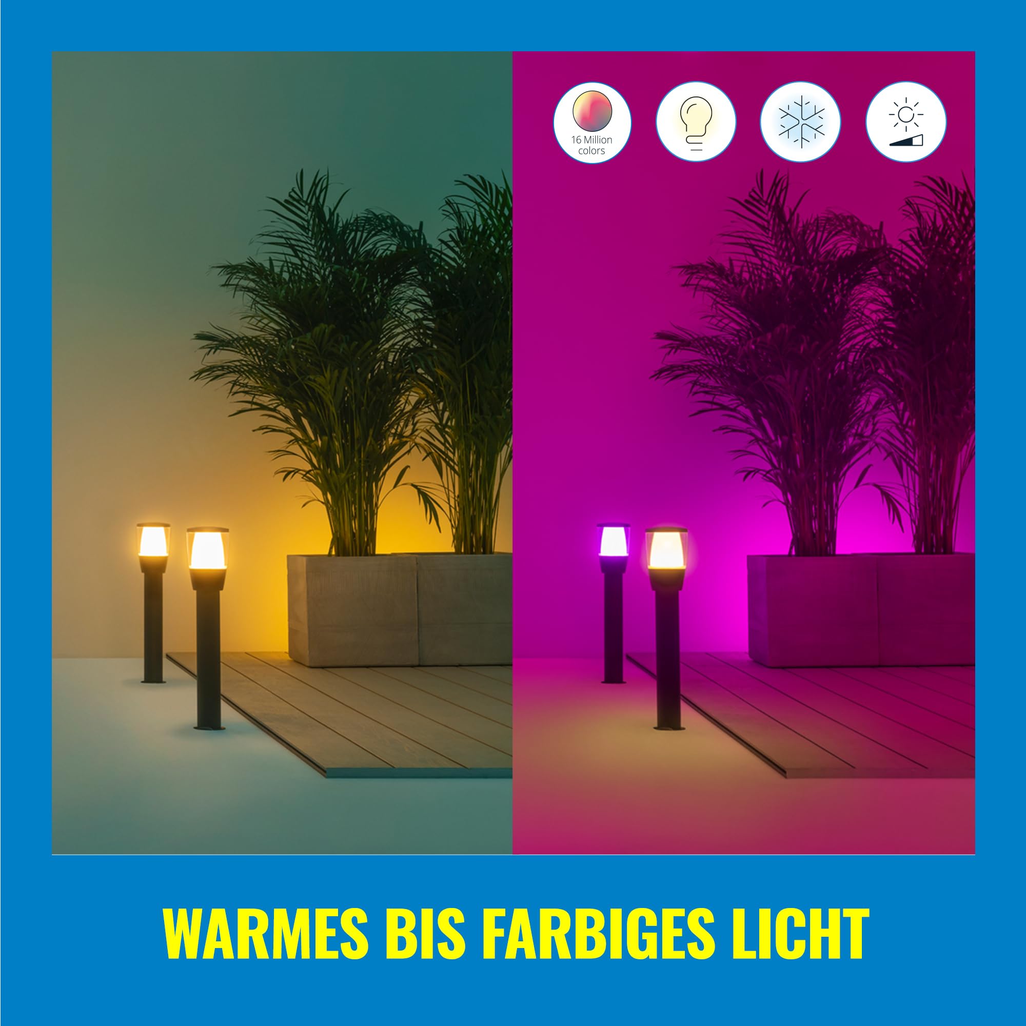 WiZ Tunable White and Color LED Außenleuchte Elpas, dimmbar, warm- bis kaltweiß, 16 Mio. Farben, smarte Steuerung per App/Stimme über WLAN, Erweiterung
