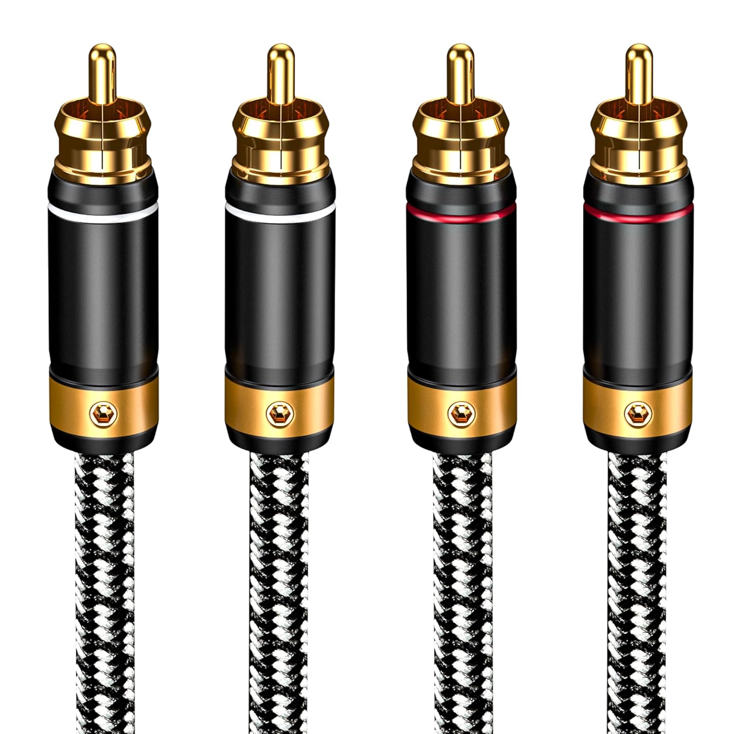2 RCA to 2 RCA Audio Cable Silvered-Plated OFC Core 24K Gold-Plated Pure Copper Shell Braided for Home Theater HDTV Amplifiers Hi-Fi Systems Speakers and More (9.8FT/3m)
